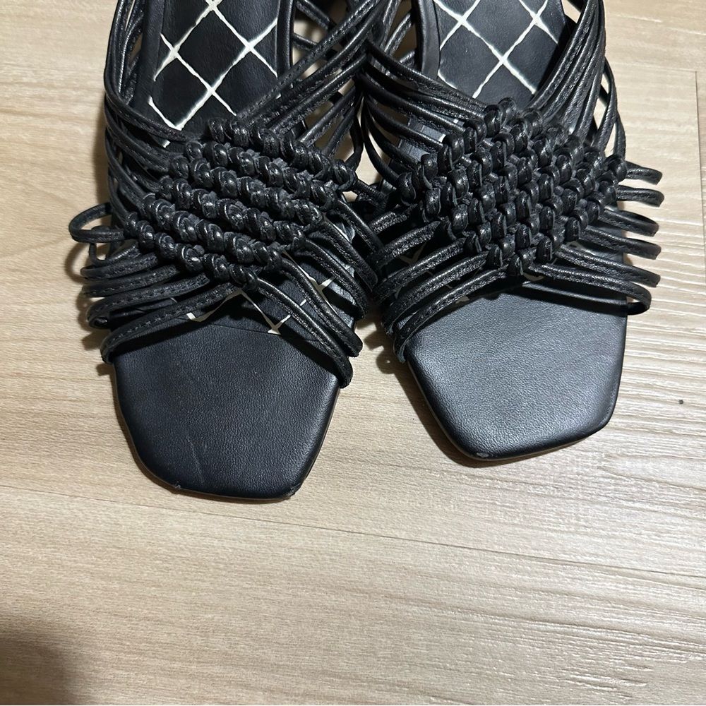 Dolce Vita Black Delana Woven Leather Sandals 7.5 Block Heel - Picture 8 of 12